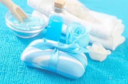 sea salt,soap and oilの写真素材