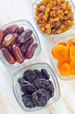 dried apricots, raisins and datesの写真素材