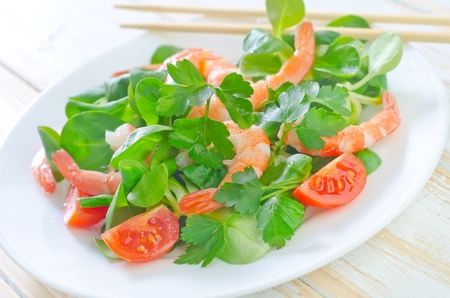 salad with shrimpsの写真素材