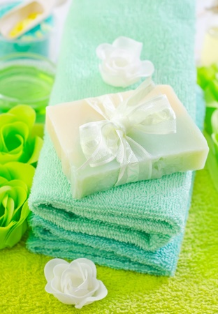 sea salt and soapの写真素材