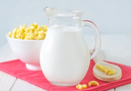 milk and dry breakfastの写真素材