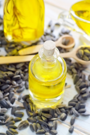 sunflower seeds and oilの写真素材