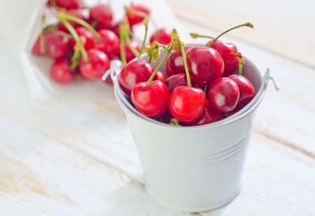 cherries in a cupの写真素材