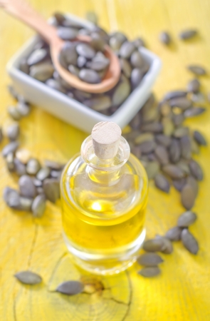 pumpkin seed and oilの写真素材