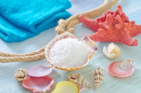 sea salt and shellsの写真素材