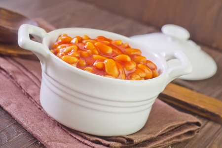 white beans with tomato sauceの写真素材