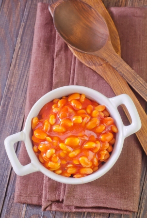 white beans with tomato sauceの写真素材