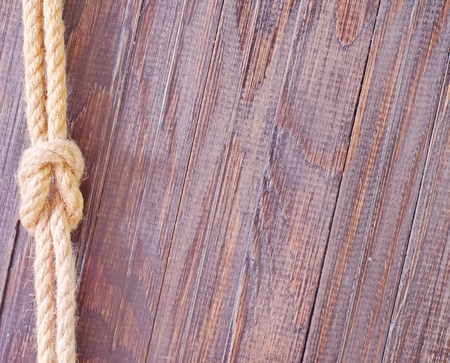 rope on wooden backgroundの写真素材