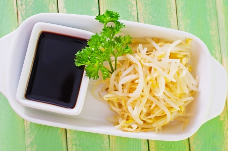 sprouts and soy sauceの写真素材
