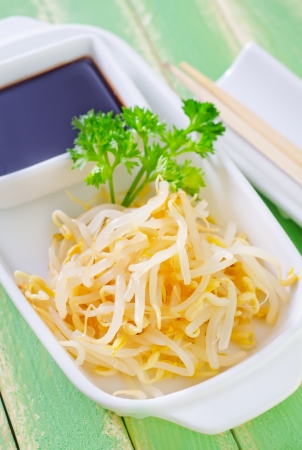 sprouts and soy sauceの写真素材