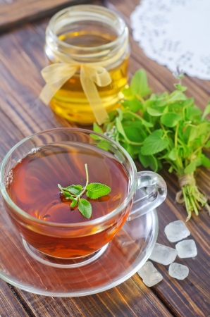 Tea with mint and honeyの写真素材