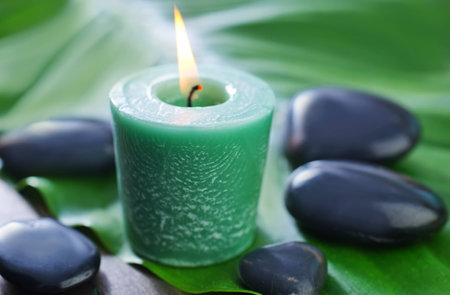 candle and stonesの写真素材