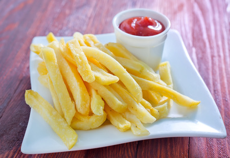 fried potato with sauceの写真素材