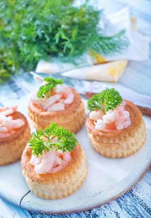 tartalets with shrimpsの写真素材