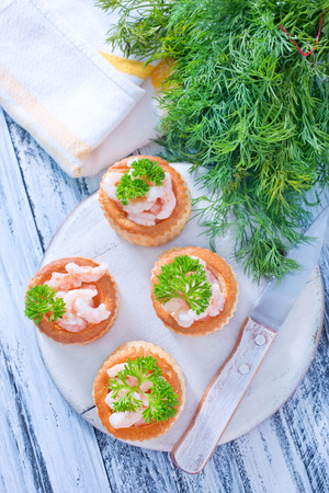 tartalets with shrimpsの写真素材