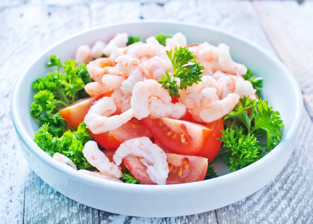 salad with shrimpsの写真素材