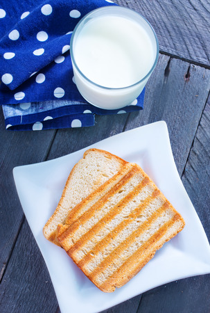 toasts with milkの写真素材