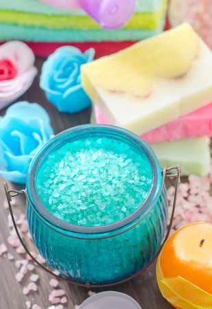 color salt and soapsの写真素材