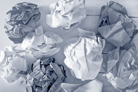 crumpled up paper wadsの写真素材