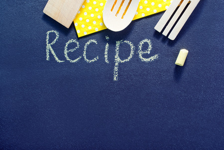 black board for recipe, black board and chalkの写真素材