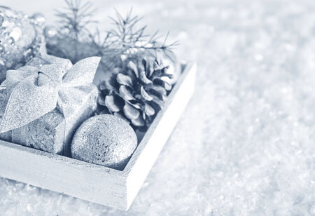 christmas decoration on a table, decoration for christmas treeの写真素材