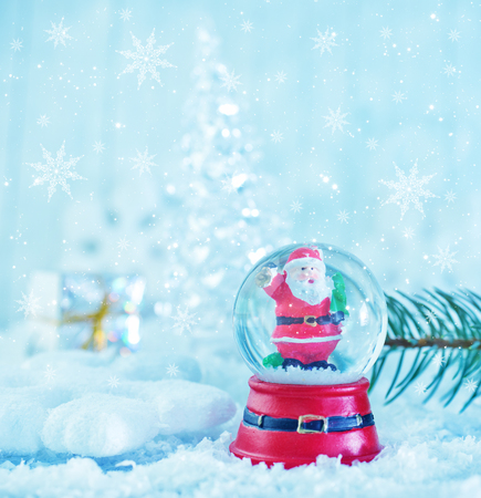 christmas decoration on the snow, christmas backgroundの写真素材