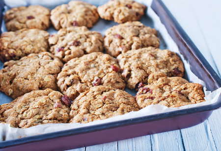 baked cookies on the white table, sweet cookies