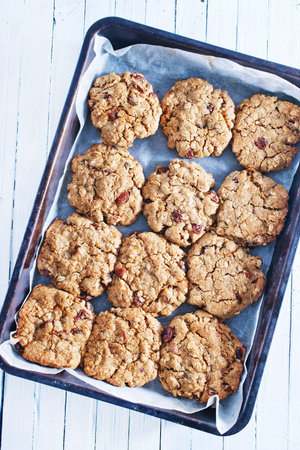 baked cookies on the white table, sweet cookies