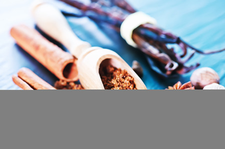 aroma spice and brown sugar on a tableの写真素材