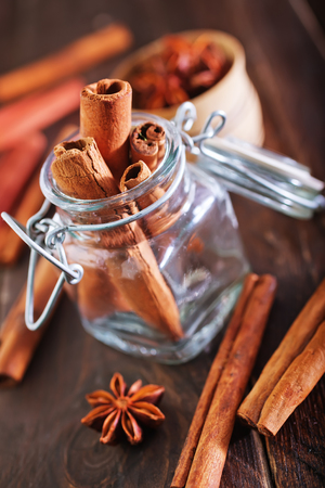 aroma spice on a table, aroma anise and cinnamonの写真素材