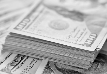 dollars on the wooden table, dollar background