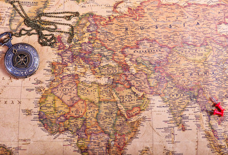 old compass on the old map