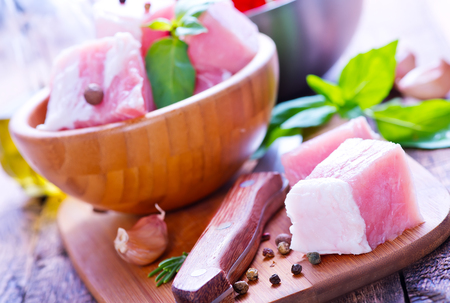 raw meat with salt and pepper in the bowlの写真素材