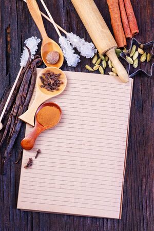 spice for baking on a the wooden tableの写真素材