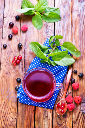 fresh compot from berries on a tableの写真素材