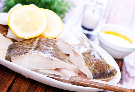 fish fillet with lemon  on the plate