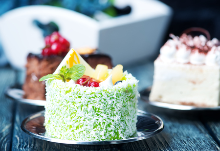 Cakes on a table, a variety of cakesの写真素材