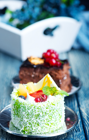 Cakes on a table, a variety of cakesの写真素材