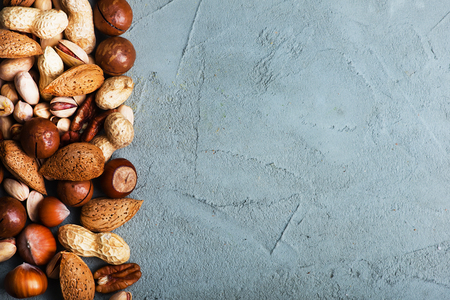nut mix on a table, varios of nutsの写真素材