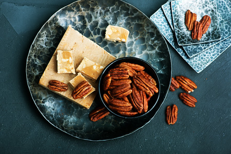 sweet sherbet with nuts on the plateの写真素材