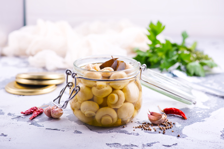 mushroom with salt and spice in the bankの写真素材