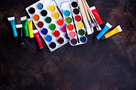 school supplies on a table, stock photoの写真素材