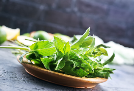 ingredients for mojito, fresh mint and limeの写真素材