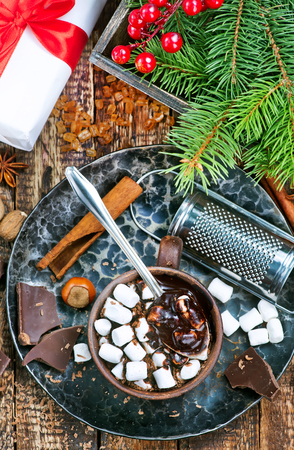 hot chocolate with marshmallow in the cupの写真素材