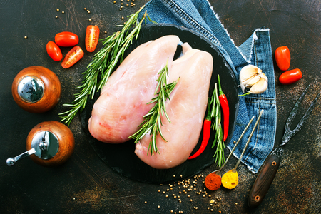 chicken fillet with spice and saltの写真素材