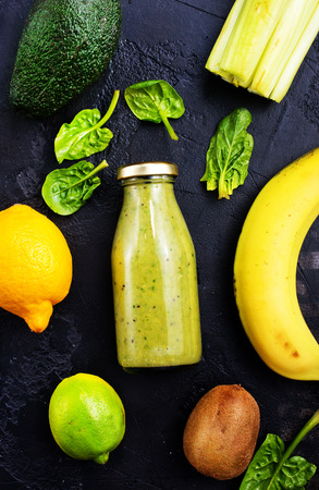 detox drink in glass bottle, fresh drink, stock photoの写真素材