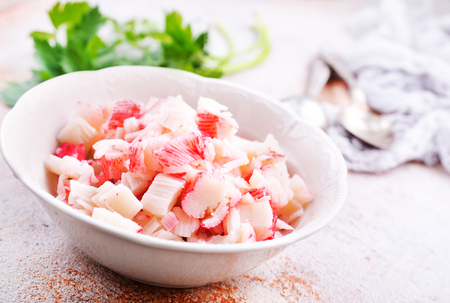 crab sticks on plate, crab stick for saladの写真素材