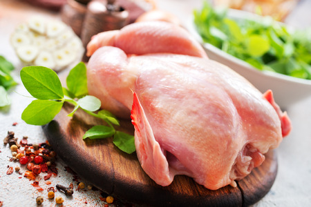 raw chicken, chicken with spice and saltの写真素材