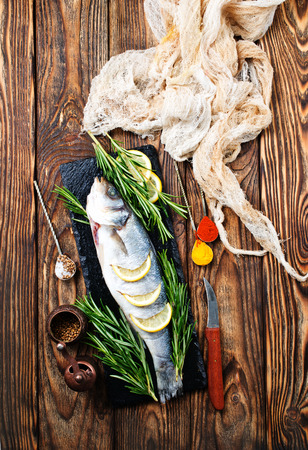 Fish,raw fish, fish with salt and spicesの写真素材