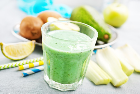 smoothie from fruit and vegetables, fresh smoothies in glassの写真素材
